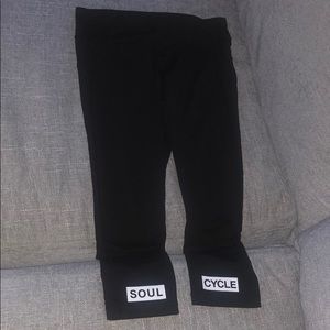 SoulCycle x Lululemon leggings with ankle writing